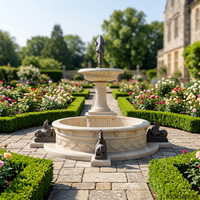 Fontaine d'eau en marbre blanc sur mesure, grand modèle, design moderne, durable et résistante à l'eau, pour usage en villa