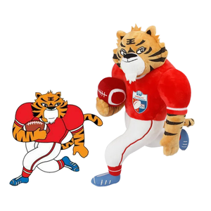Bán buôn tùy chỉnh 20cm bóng đá thể thao <span class=keywords><strong>Tiger</strong></span> linh vật unisex mềm nhồi dài đồ chơi sang trọng PP bông điền thêu bên - Product Image 1
