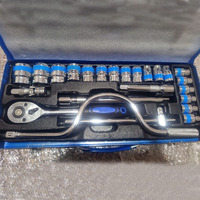 Boîte à outils en fer en gros, douilles de 1/2 pouce, 24 pièces, ensemble d'outils de réparation automobile, douilles, clés à douilles