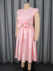 <span class=keywords><strong>Robe</strong></span> midi décontractée <span class=keywords><strong>rose</strong></span> en satin patchwork jacquard à manches courtes et grand nœud élégant AM050606, <span class=keywords><strong>taille</strong></span> plus - Product Image 5