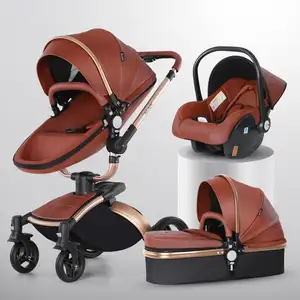 Luxury Baby Stroller 3 In 1 Folding Bi-directional High Landscape Stroller With Carseat Baby Pram China