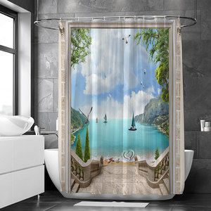 Rideau <span class=keywords><strong>de</strong></span> douche imperméable personnalisé sur le thème <span class=keywords><strong>de</strong></span> la <span class=keywords><strong>mer</strong></span> Méditerranée, paysage estival en <span class=keywords><strong>bord</strong></span> <span class=keywords><strong>de</strong></span> <span class=keywords><strong>mer</strong></span>, décoration <span class=keywords><strong>de</strong></span> rideau <span class=keywords><strong>de</strong></span> <span class=keywords><strong>salle</strong></span> <span class=keywords><strong>de</strong></span> <span class=keywords><strong>bain</strong></span> - Product Image 4
