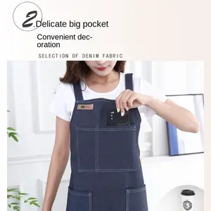 Restoran celemek Bartender Apron tato jins Denim Apron kustom Apron kerja untuk kuku Techs