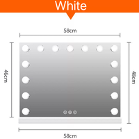 Miroir de maquillage de bureau éclairé 15 ampoules LED Côté unique Grossissement 10x/1x Miroir de courtoisie carré intelligent