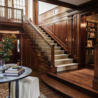 Escalier droit moderne personnalisé en bois massif avec rampe en bois pour usage intérieur, salon, hall, sous-sol, hôtel, respectueux de l'environnement