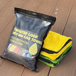Wholesale 1200gsm 1400gsm 1600gsm Twisted Loop Large Size Double Sides Soft Super Absorbent Microfiber Car <b>Drying</b> <b>Towels</b> - Product Image 1