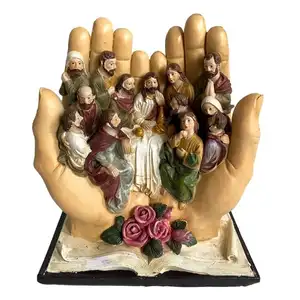 High Statue of The Last Supper In A Hand Jesus Christ Religious Character Resin Statue The Palm Christian Sculpture Figurine