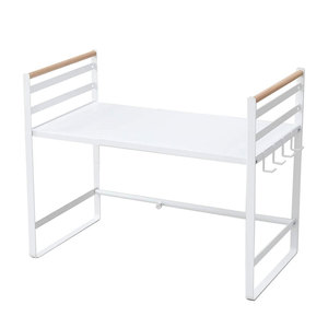 Duy nhất <span class=keywords><strong>Tier</strong></span> bếp Mesa Khả năng mở rộng lò vi sóng Rack với Hook Nồi cơm điện lưu trữ chủ gỗ xử lý gia vị kệ - Product Image 2