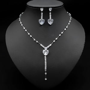 Хибрайд, элегантные серьги с подвеской в виде сердца, <span class=keywords><strong>2</strong></span> шт., набор свадебных украшений, женское свадебное платье, аксессуары для вечеринки, N-1264 - Product Image 1