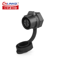 Connecteur de batterie CNLINKO LP12 M12, 2 broches, noir, alimentation CC, étanche IP68, connecteur de prise push-pull