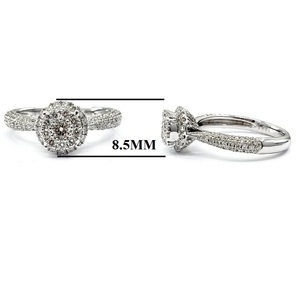High Quality 18k Solid White Gold Shiny Fine Jewellery Classic Real Diamond Prong Setting Engagement Anniversary Cluster Ring - Product Image 2
