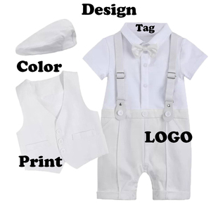 Ensemble de vêtements pour bébé garçon de 3 à <span class=keywords><strong>6</strong></span> <span class=keywords><strong>mois</strong></span> avec logo personnalisé, costume blanc pour baptême, <span class=keywords><strong>tenue</strong></span> de fête, smoking de baptême, <span class=keywords><strong>tenue</strong></span> de gentleman - Product Image 2