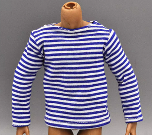 1:6 échelle soldat à manches longues bleu rayé T-shirt modèle jouet <span class=keywords><strong>pour</strong></span> 12 "force spéciale figurine d'action - Product Image 2