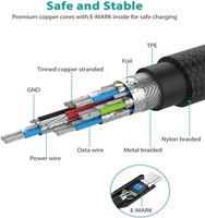 Superschnelles Tragbares Übertragungskabel mit Geflochtener Datenübertragung Typ-C USB-Stecker Typ C 3.1 100W Männlicher Anschluss