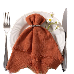 Serviettes en <span class=keywords><strong>tissu</strong></span> bohème imprimées <span class=keywords><strong>terracotta</strong></span>, orange brûlé, à franges, réutilisables, 17x17 pouces, lot <span class=keywords><strong>de</strong></span> 6, pour mariage, fête prénuptiale, baby shower - Product Image 1