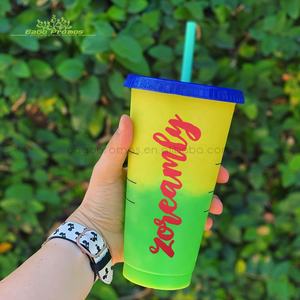 كوب عصير ماء بلاستيكي قابل لإعادة الاستخدام عالي الجودة ومخزون بماصة - Product Image 2