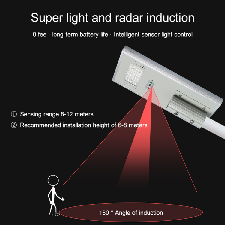 Alto lumen de aluminio ip66 impermeable 50 100 a 150 w todo en uno integrada led Luz de calle solar