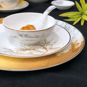 Service de vaisselle en porcelaine dorée en céramique, <span class=keywords><strong>Pito</strong></span> Ceramics, assiettes en céramique orange, assiettes anciennes, service de vaisselle, fournitures hôtelières - Product Image 4