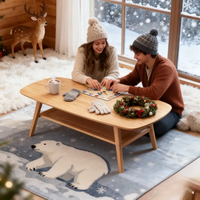 Table basse en chêne massif avec étagère de rangement, bureau naturel pour bureau à domicile, montage facile