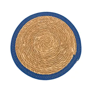 Круглые тканые коврики из натуральной плетеной соломы для обеденного стола