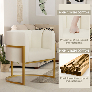 Sillón de Diseño Moderno y Lujoso con Tapizado de Algodón Virgen de Alta Calidad, Estructura de Metal Dorado, Multifuncional para Hogar, Oficina y Almacén - Product Image 4