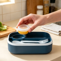 Boîte à lunch bento 3 étages pour enfants avec couvercle transparent et fourchette-cuillère, boîte en PP compatible micro-ondes pour étudiants et repas en extérieur