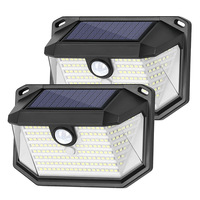 Lampe murale solaire 178 LED avec détecteur de mouvement PIR, éclairage de sécurité extérieur grand angle, montage mural pour jardin, garage, cour