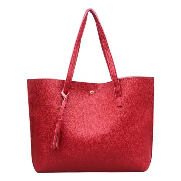 Luxury Large Capacity Ladies Handbag With Tassel China Wholesale PU Ladies Shoulder Bag New Fashion Solid Color Women Tote Bag