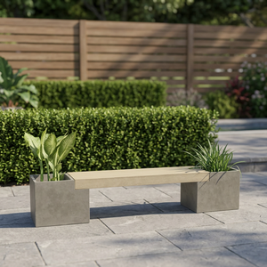 Banco de Jardín Moderno de Hormigón GFRC con Macetas Integradas, Muebles Ligeros de Hormigón de Fibra para Exteriores - Product Image 5