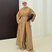 Ensembles décontractés amples et unis pour femmes musulmanes, hauts et pantalons modestes, 2 pièces pour Ramadan et l'Aïd