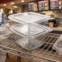 Contenants alimentaires transparents en PET avec couvercles à clipser, boîtes de conservation jetables pour salades et charcuteries