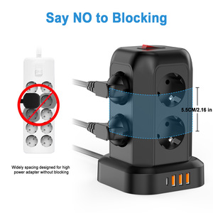 Cable de extensión con múltiples salidas, torre de tira de Alimentación protectora contra sobretensiones, 8 AC 3 USB 1 Tipo C <span class=keywords><strong>Protector</strong></span> contra sobretensiones Protección contra sobrecarga - Product Image 5