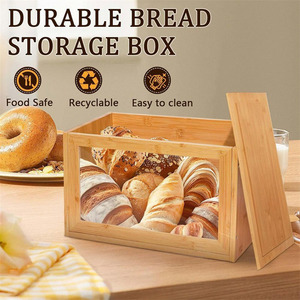 Grande boîte <span class=keywords><strong>à</strong></span> <span class=keywords><strong>pain</strong></span> en bambou avec planche <span class=keywords><strong>à</strong></span> découper <span class=keywords><strong>intégrée</strong></span>, couvercle avec fenêtre transparente, bac de rangement alimentaire <span class=keywords><strong>pour</strong></span> comptoir de <span class=keywords><strong>cuisine</strong></span> <span class=keywords><strong>pour</strong></span> <span class=keywords><strong>pain</strong></span> - Product Image 2
