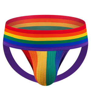Jockstrap arcobaleno 7.5cm cintura Sexy orso uomo biancheria intima tinta unita prezzi bassi Homme vita bassa cotone Sexy Gay uomo sospensorio - Product Image 2