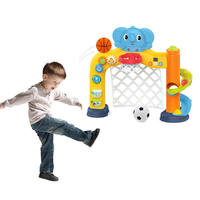 Panier de basket en plastique pour enfants, motif éléphant de dessin animé, avec musique, minuteur et lumières, jouet pour bébé, but de football à tirer sur cible