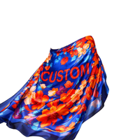 CHROMA Foulard Carré en Soie Imprimé Floral Bleu Royal 90cm, Grand Carré en Satin de Polyester pour Mariage, Mode et Cadeau