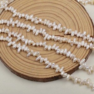 Ensemble de collier et de boucles d'oreilles en perles Keshi dispersées, perles d'eau douce non nucléaires, trois à sept trous, sept perles irrégulières en forme de dent de loup, perles en vrac - Product Image 1