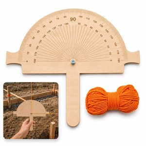 Outil de mesure d'angle en bois, rapporteur de précision à 180 degrés pour la construction et l'artisanat - Product Image 1