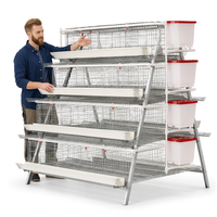 Nouvelle cage à poulets de type 4 niveaux, 128 oiseaux, galvanisée, haute capacité, équipement d'élevage avicole pour la production d'œufs, gain de place