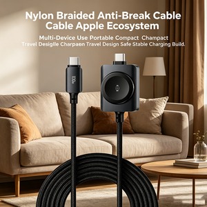 Cable de Carga Rápida 2 en 1 Tipo C PD de 100 W, Cargador Inalámbrico Magnético para Relojes IOS Serie Ultra <span class=keywords><strong>SE</strong></span>, Trenzado de Nailon - Product Image 4