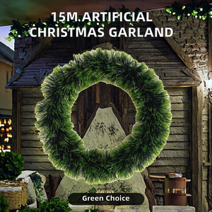 Guirlande de Noël écologique de 15 m, couronne artificielle à suspendre au mur pour la maison, la saison des fêtes, le cheminée, la cheminée de salon, la nappe de table - Product Image 2