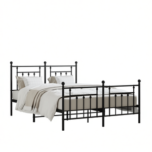 <b>Black</b> Powder Coated King Rectangular Metal Bed <b>Frame</b> Traditional Bedroom Furniture - Product Image 1