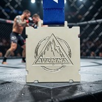 High Quality Die Cast 3D Relief Laser Engraved Durable MMA Medal Silver Plated Square Shape Metal Medals for BJJ Jiu Jitsu