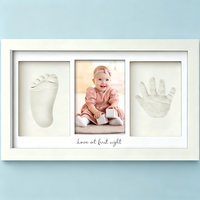 Baby Hand- und Fußabdruck-Set, Ton-Gedenkrahmen, Schnell Trocknende Hand- und Fußabdrücke, Neugeborenen-Kinderzimmer-Bilderrahmen