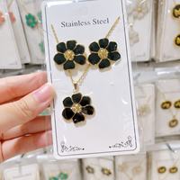 Groothandel RVS Emaille Bloem Vlinder Hart Fruit Schelp Oorbellen Set met bijpassende hanger ketting sieraden voor vrouwen