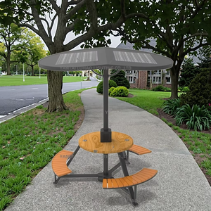 Banc d'extérieur moderne à énergie solaire avec écran <span class=keywords><strong>LED</strong></span> Banc <span class=keywords><strong>de</strong></span> bus en métal avec port <span class=keywords><strong>de</strong></span> charge et toit pour parcs et centres commerciaux - Product Image 1
