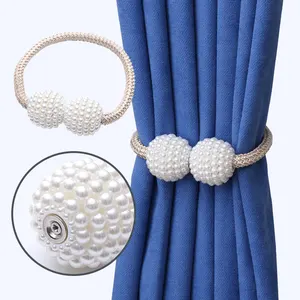 Vendita all'ingrosso accessori della tenda tie cloth-Accessori per la casa tenda a sfera magnetica con perle fibbia magnetica tiranti tiranti