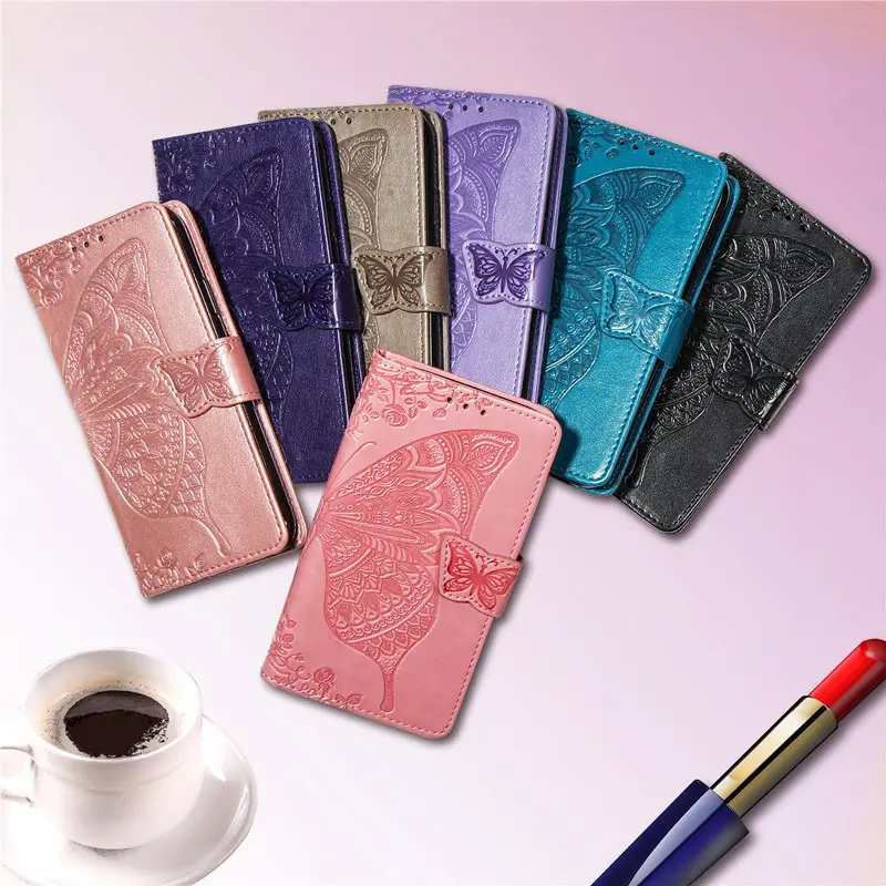 Factory Custom Magnetic Card Slot Wallet Leather Case For iPhone 14 Women Leather Flip Cover For iPhone 13 12 11 Butterfly Case