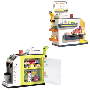 2 trong 1 siêu thị đồ chơi tiền mặt đăng ký Máy pha cà phê giả vờ chơi thực phẩm đồ chơi thiết lập cho trẻ em giả vờ chơi cửa hàng tạp hóa