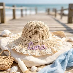 Visera de Algodón Tejida a Crochet para Niños, Cierre Trasero Ajustable, Visera de Cúpula, Protección Solar para Bebés y Niños, Personalizable - Product Image 2